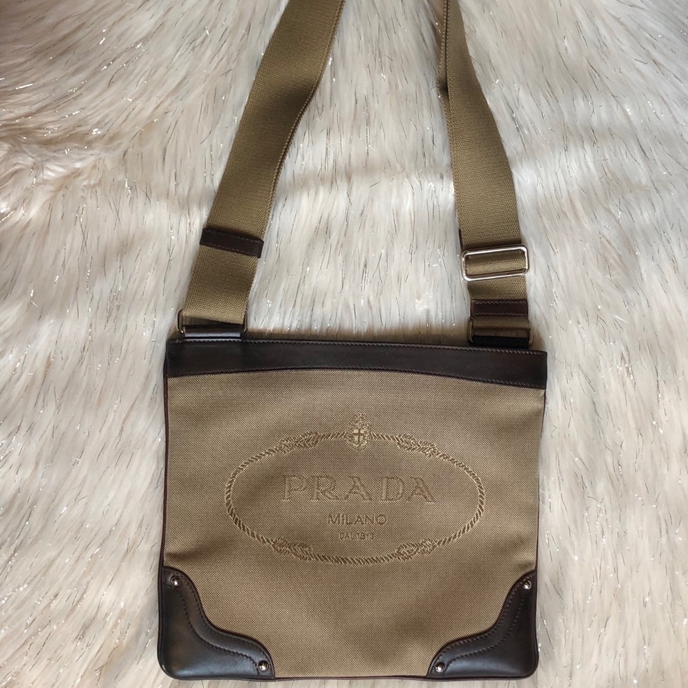💯% AUTHENTIC PRADA JACQUARD LOGO CROSSBODY BAG